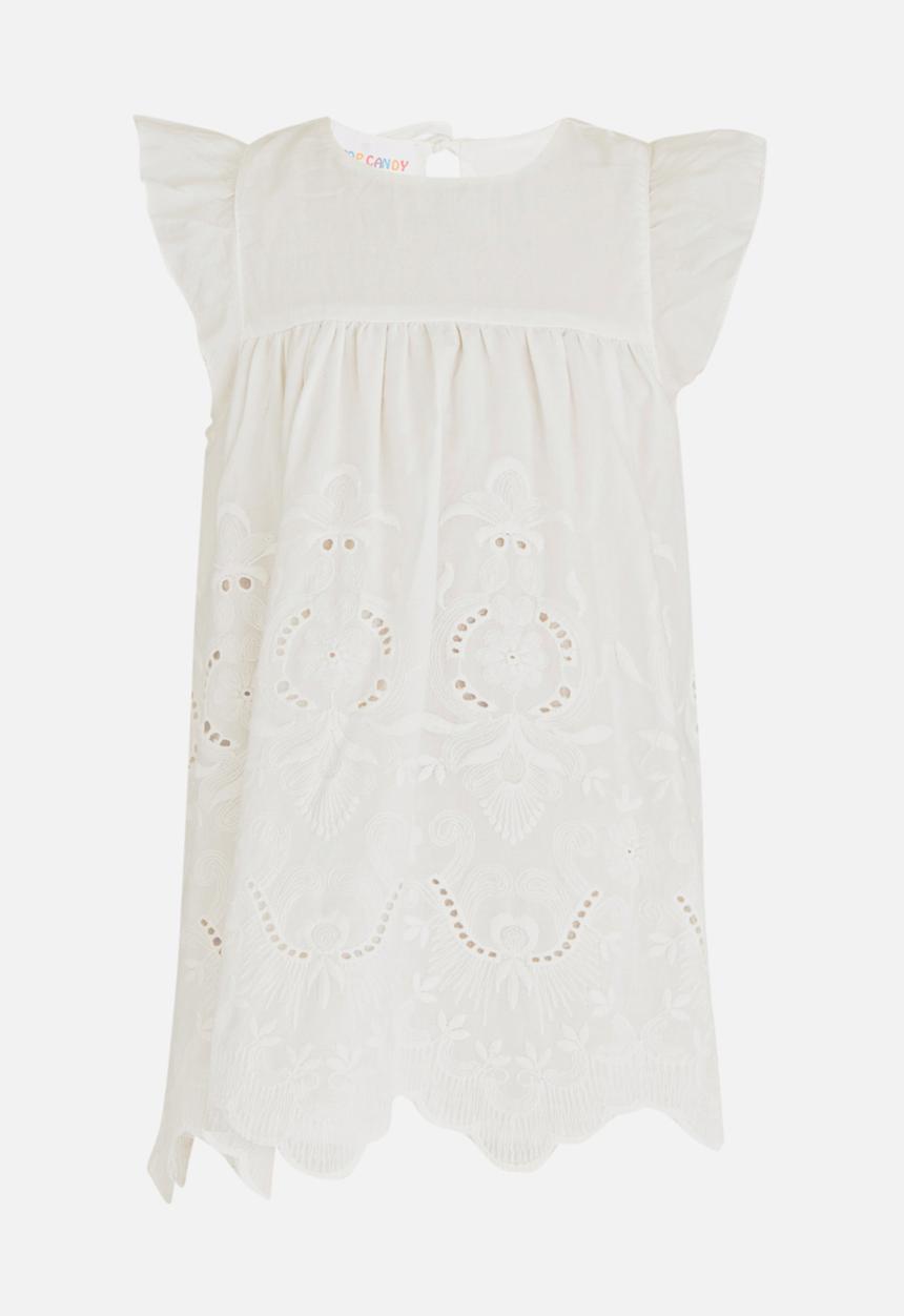 Pop Candy - Babydoll Dress with Flutter Sleeve White