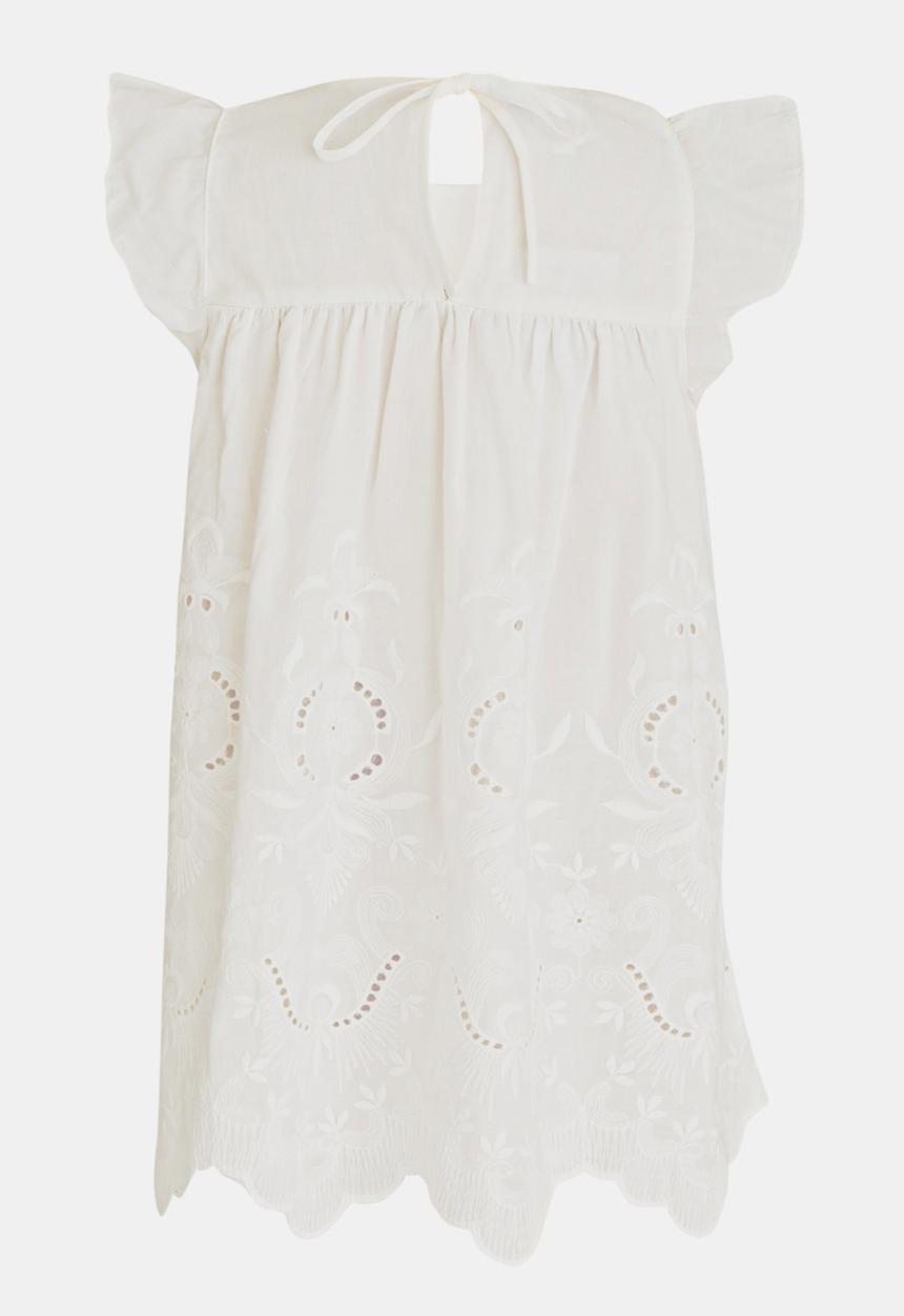 Pop Candy - Babydoll Dress with Flutter Sleeve White
