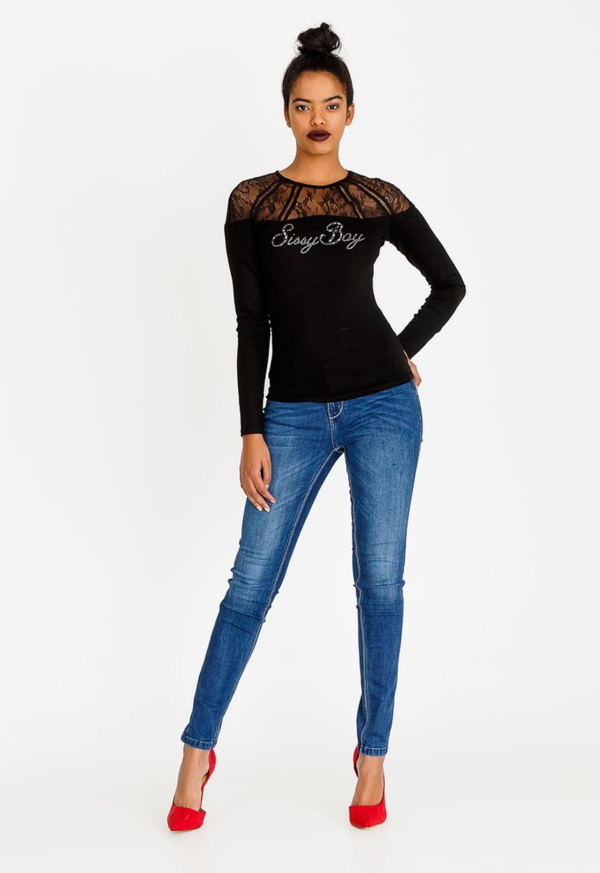 SISSY BOY - Mila Lace Detail Top Black