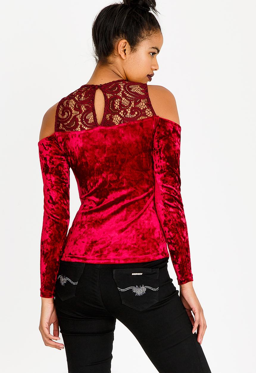 SISSY BOY - Cold Shoulder One Up Top Burgundy
