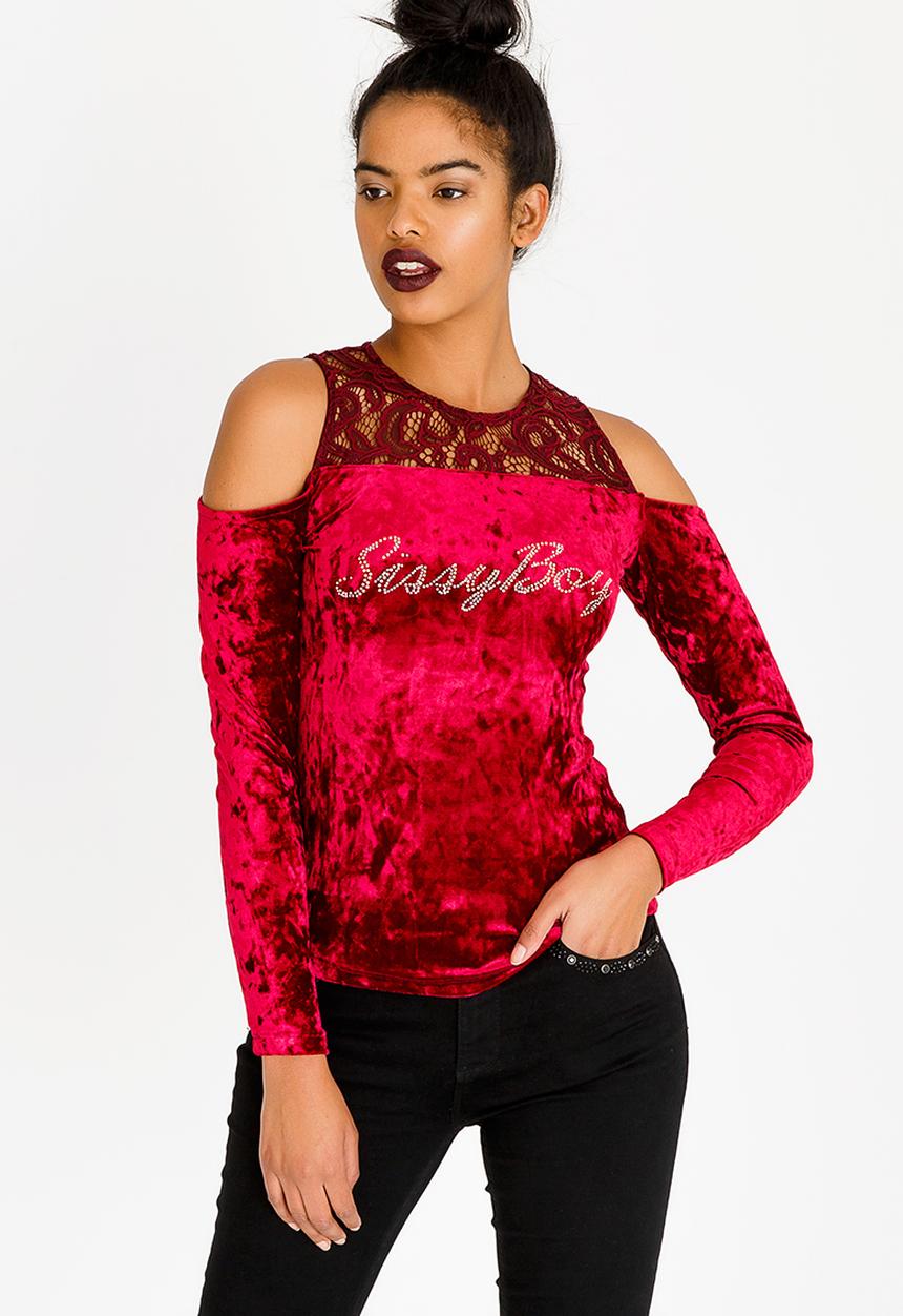 SISSY BOY - Cold Shoulder One Up Top Burgundy