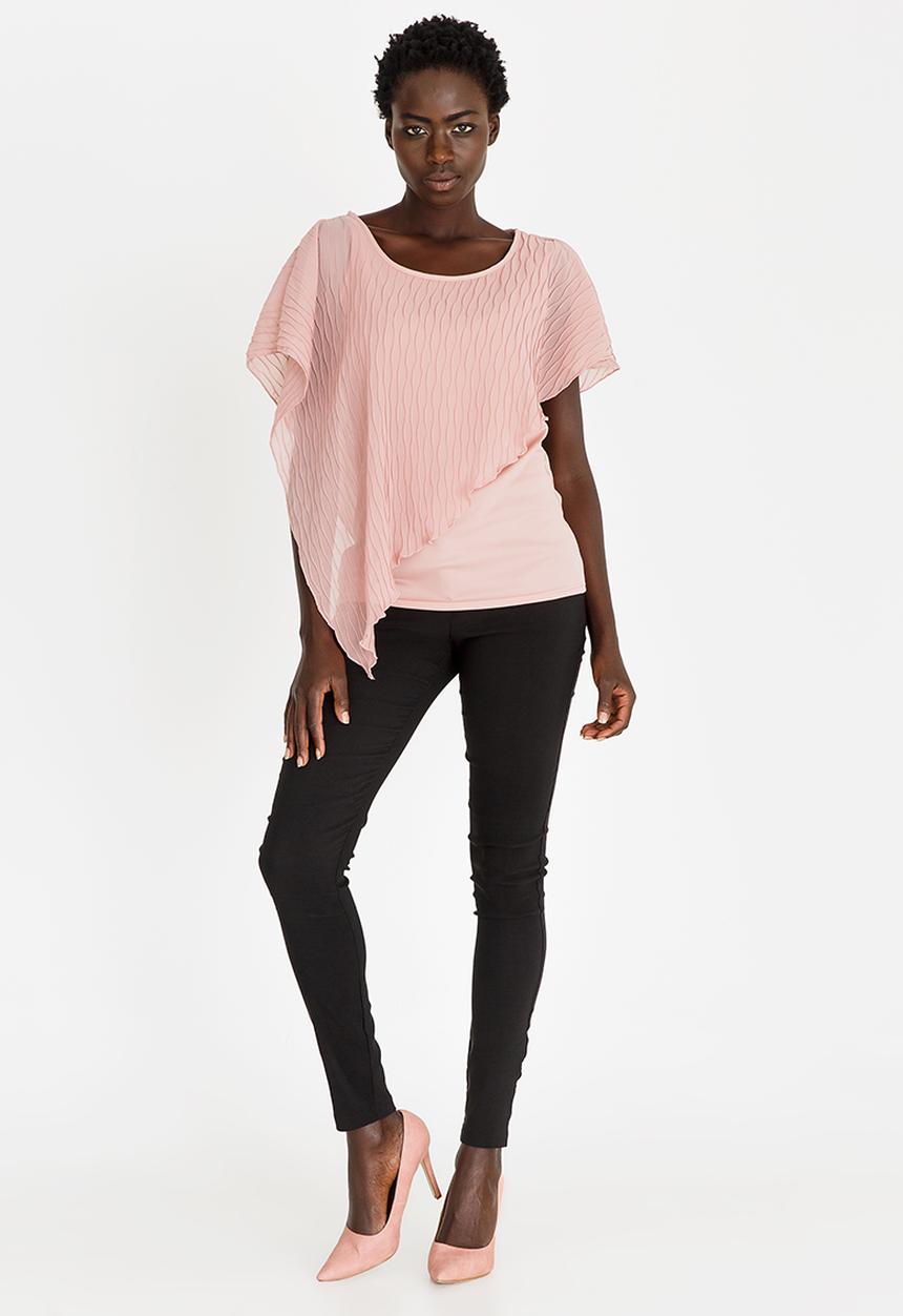 edit - Pleated Overlay Blouse Rose