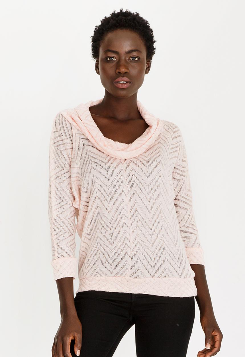 edit - Light Weight Cowl Neck Jersey Coral