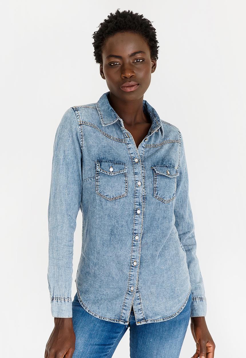 edit - Light Weight Denim Shirt Blue