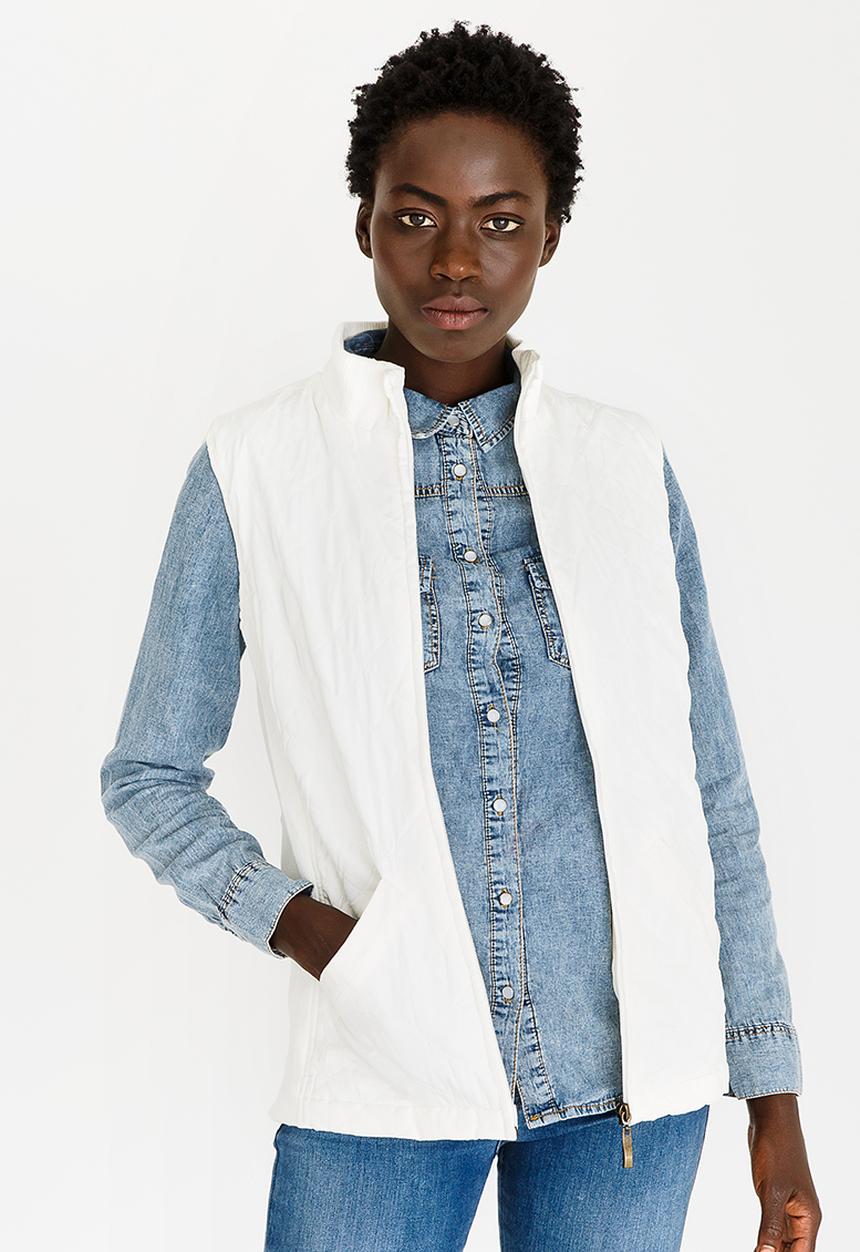 edit - Sleeveless Puffer Jacket Off White