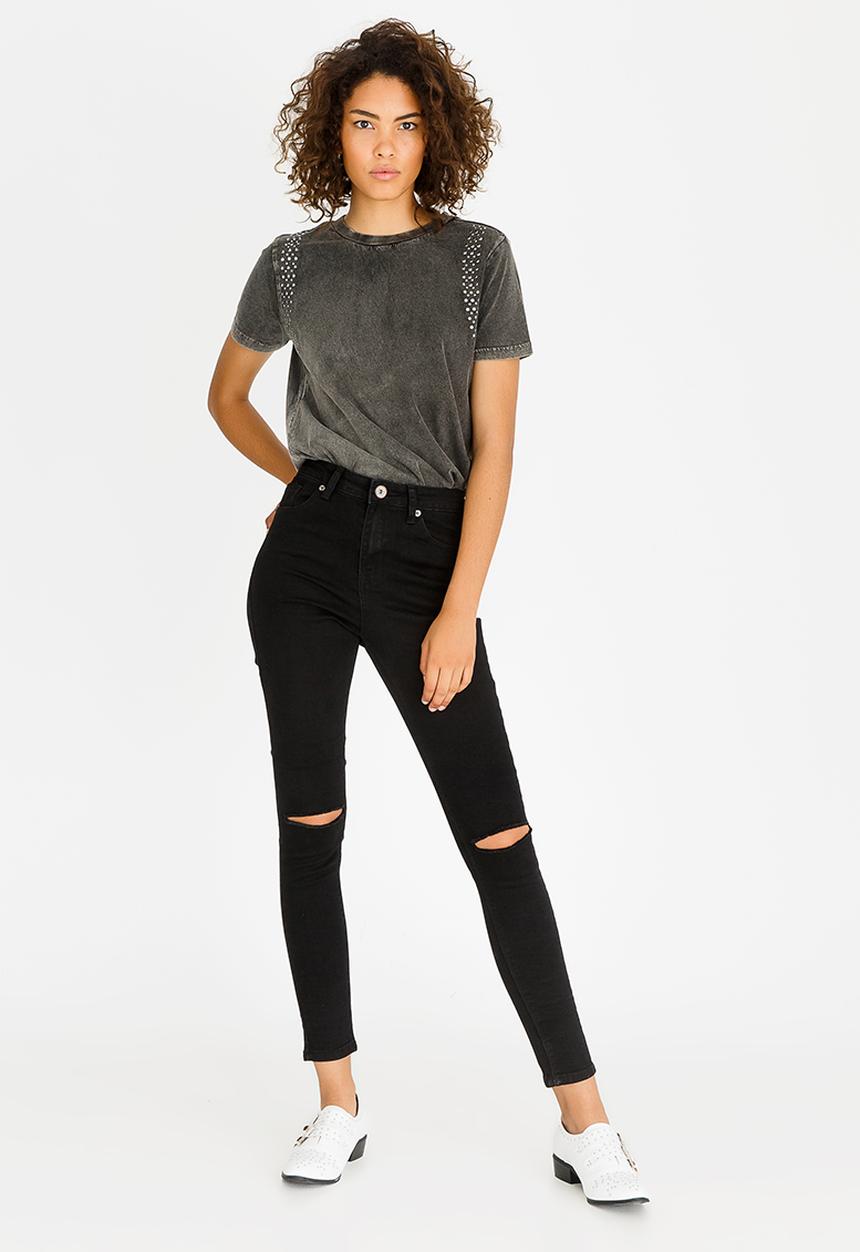 Brave Soul - Tee with Stud Detail Grey