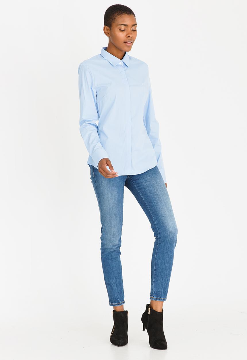 POLO - Amber Concealed Front Shirt Pale Blue
