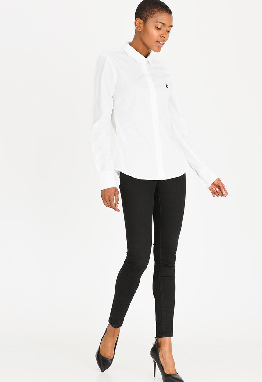 POLO - Amber Concealed Front Shirt White