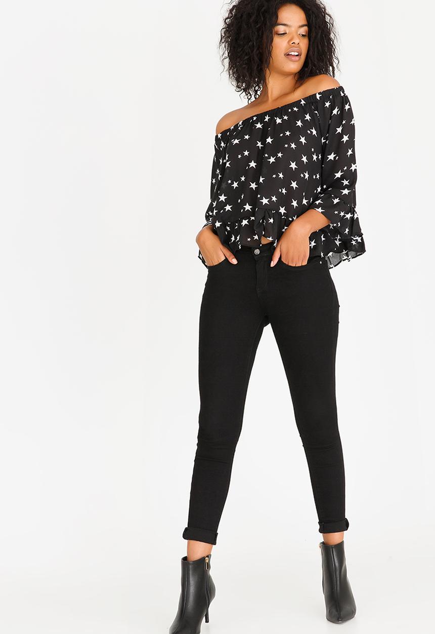 Brave Soul - Off Shoulder Top Black and White
