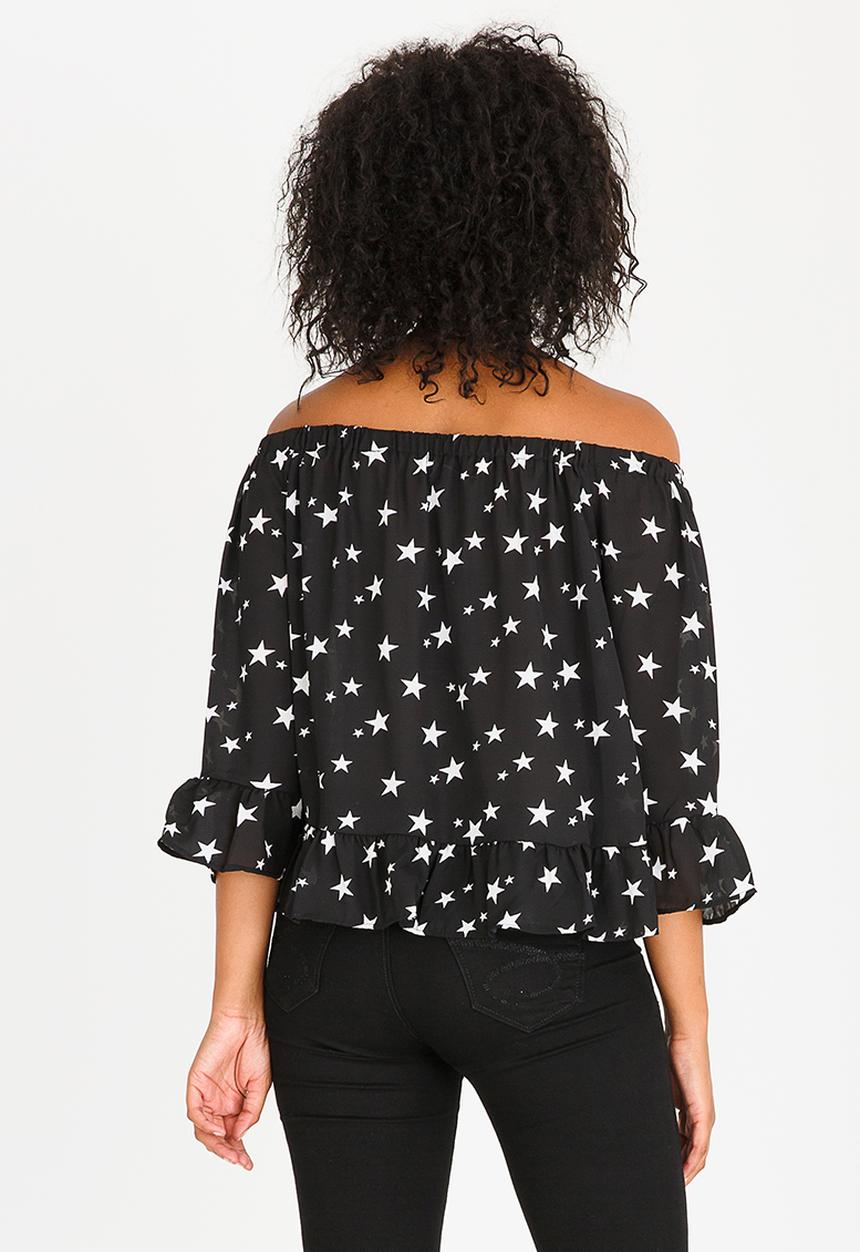 Brave Soul - Off Shoulder Top Black and White