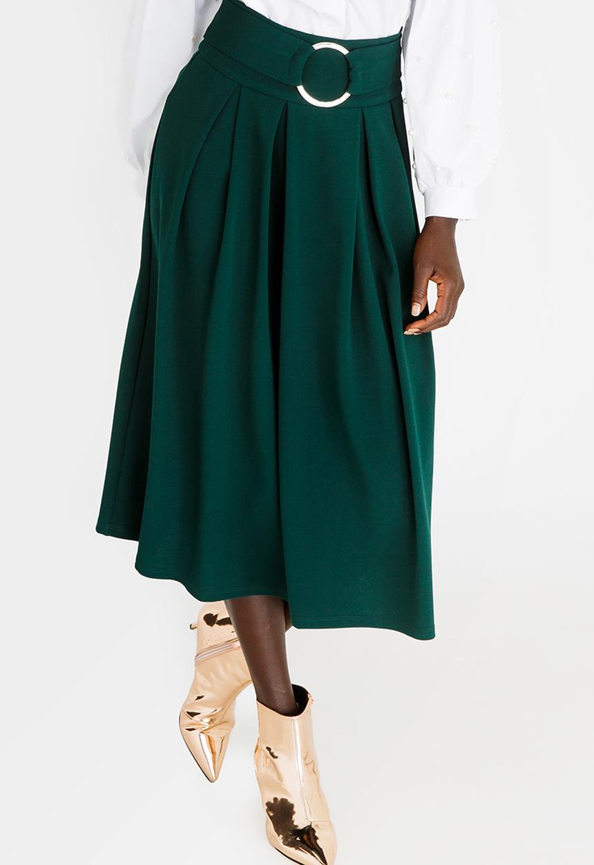 STYLE REPUBLIC - Volume Fit and Flare Skirt Dark Green