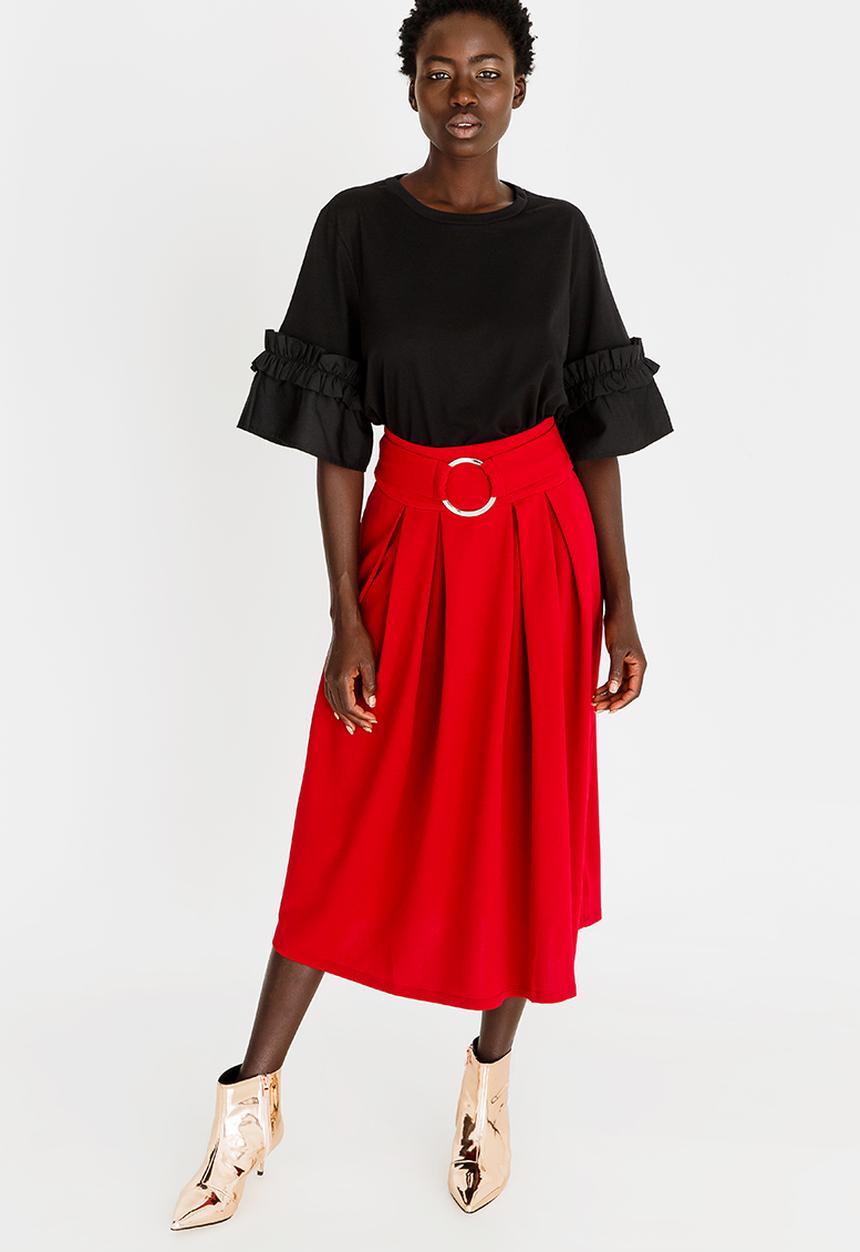 STYLE REPUBLIC - Volume Fit and Flare Skirt Burgundy