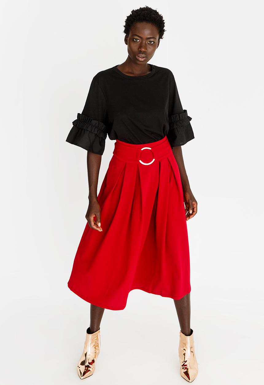 STYLE REPUBLIC - Volume Fit and Flare Skirt Burgundy