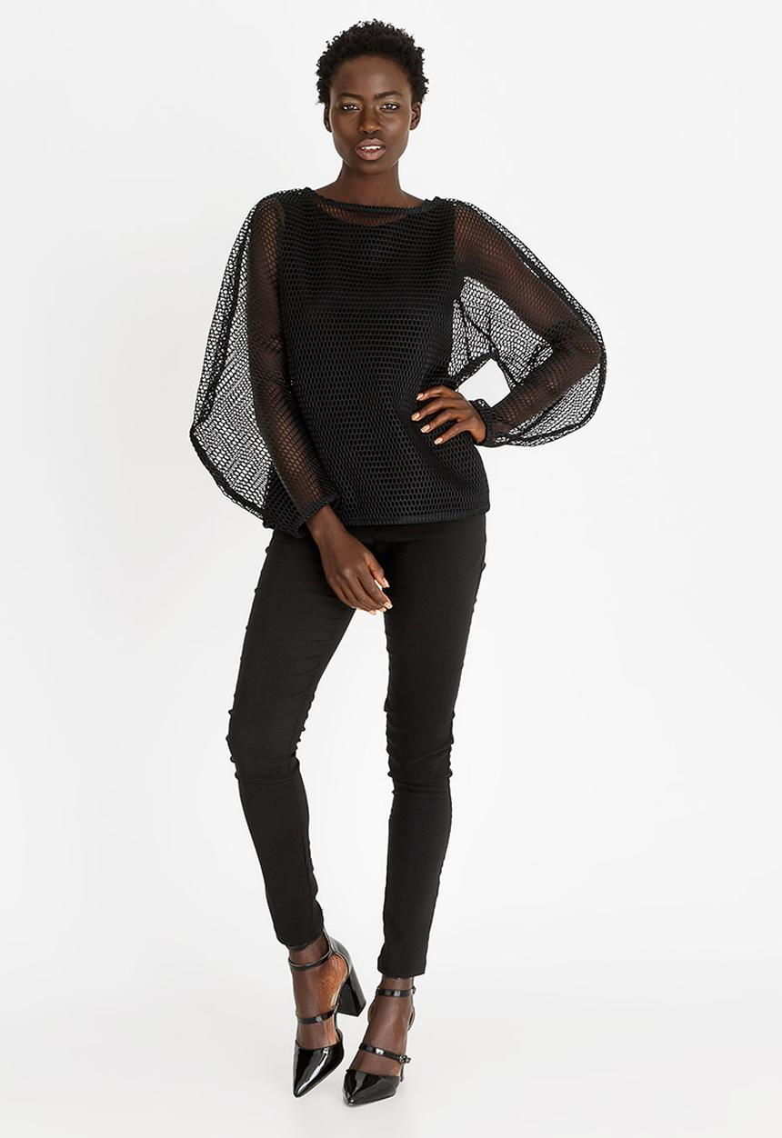 ERRE - Hexagon Mesh Easyfit Top with Cami Black