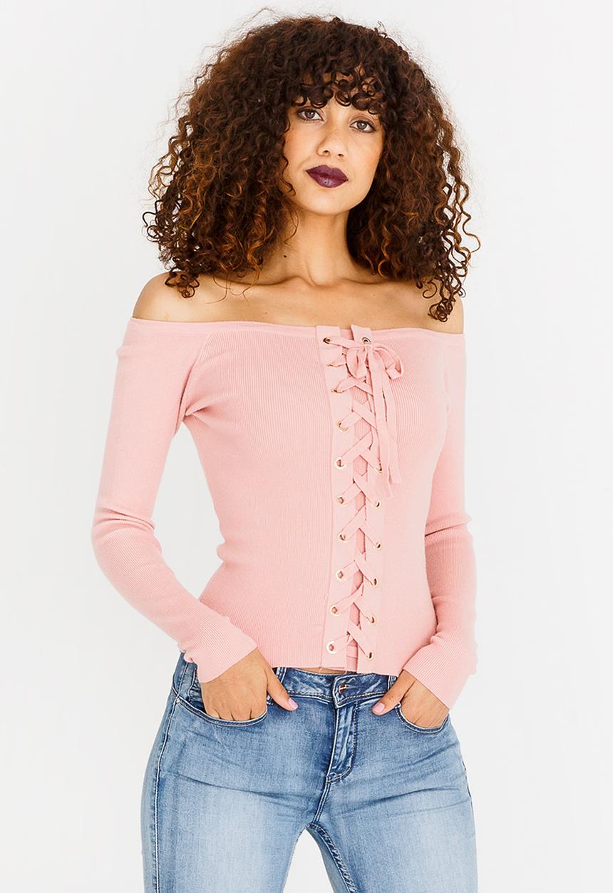SISSY BOY - Blossom Lace-up Top Mid Pink