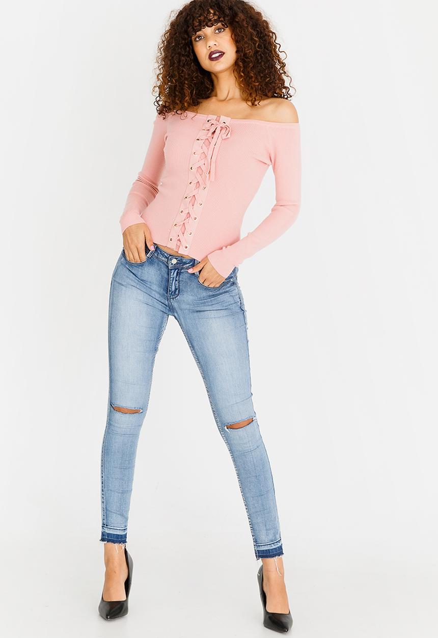 SISSY BOY - Blossom Lace-up Top Mid Pink