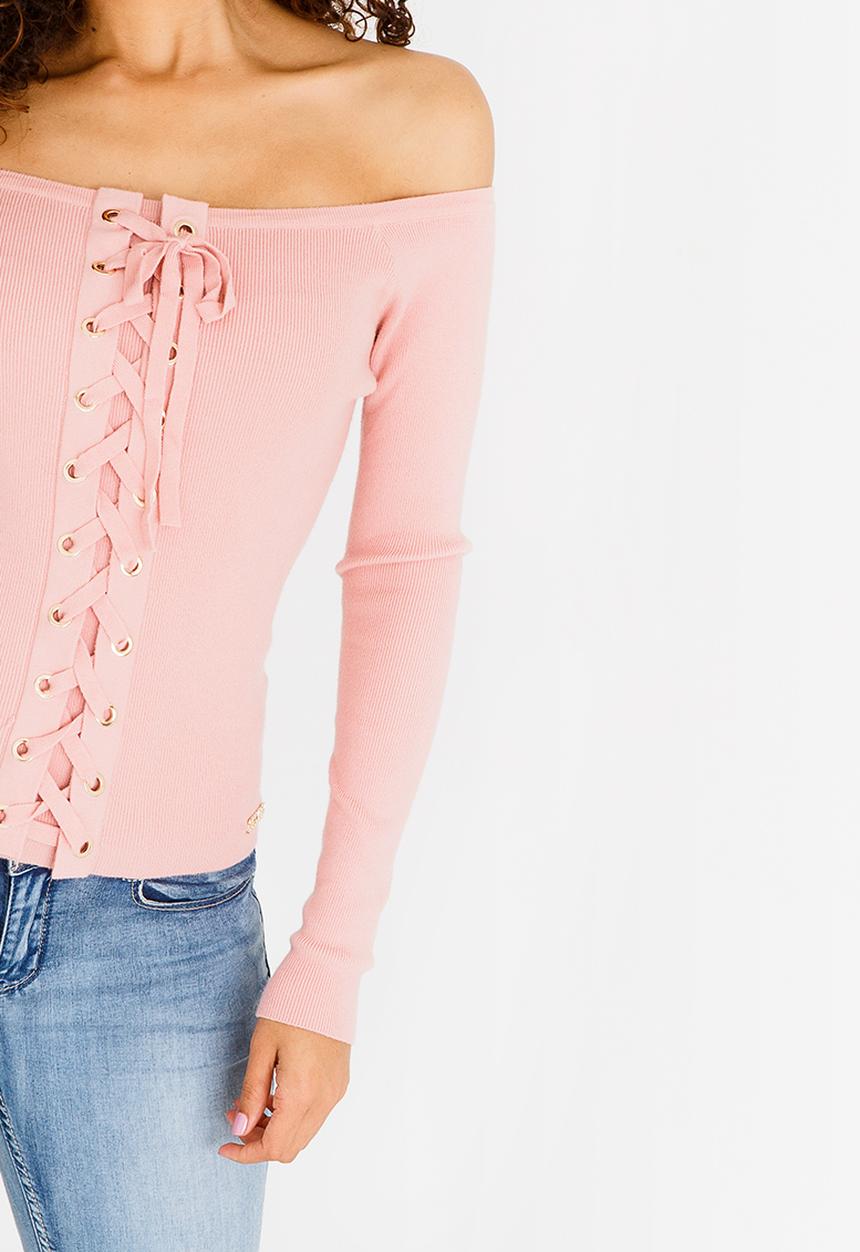 SISSY BOY - Blossom Lace-up Top Mid Pink