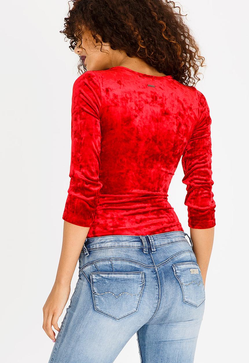 SISSY BOY - Velvet Bodysuit Red