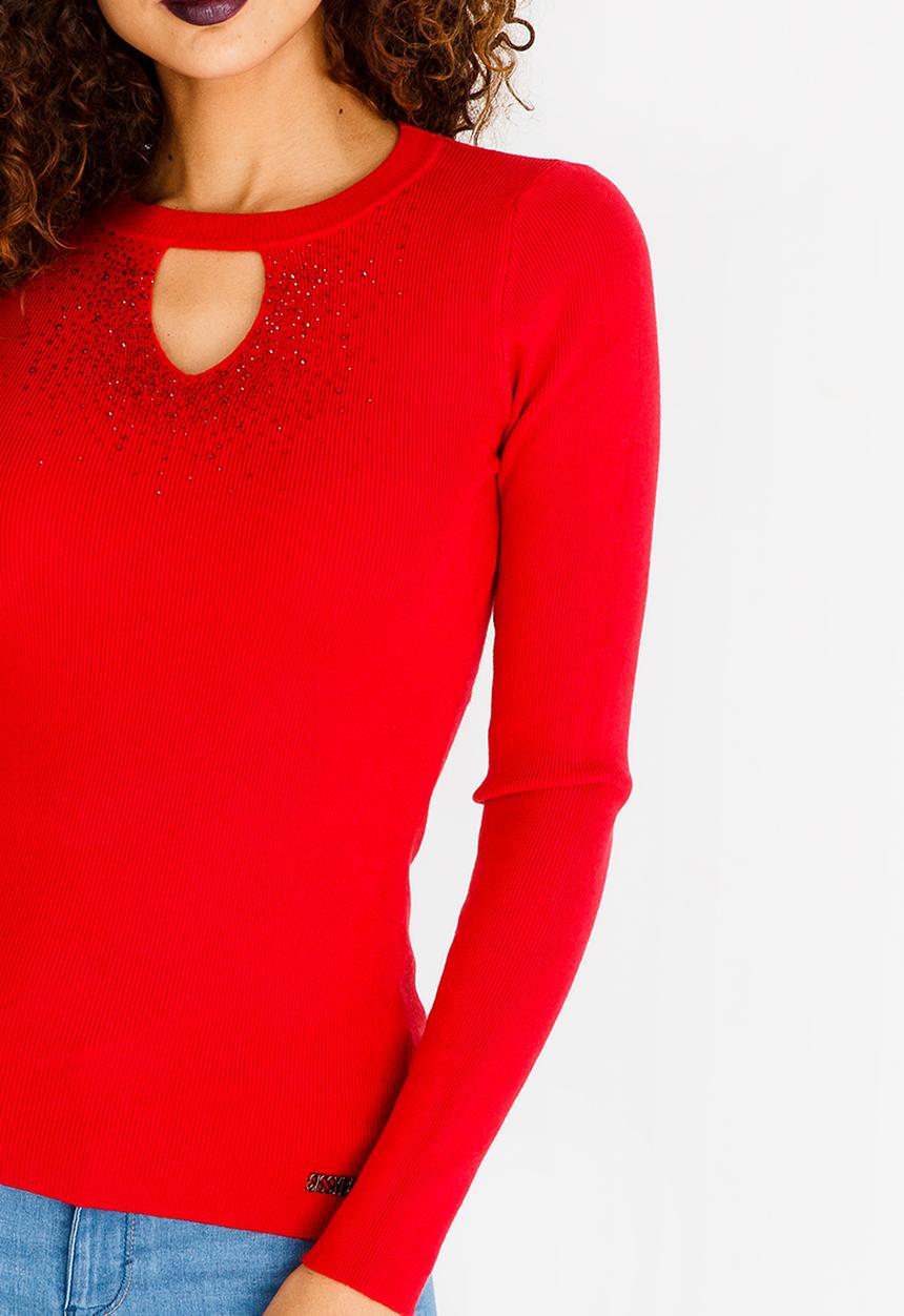 SISSY BOY - Knitwear with Keyhole Detail Red