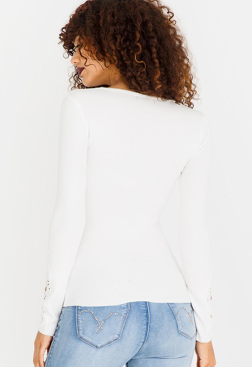 SISSY BOY - Lazar Crochet Detail Top Off White