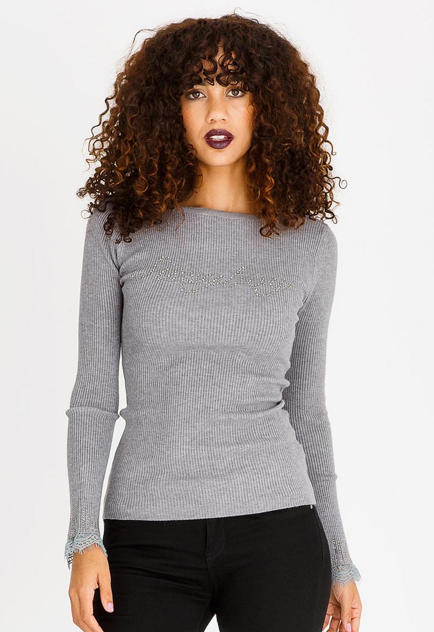 SISSY BOY - Embellishment Detail Knitwear Top Grey