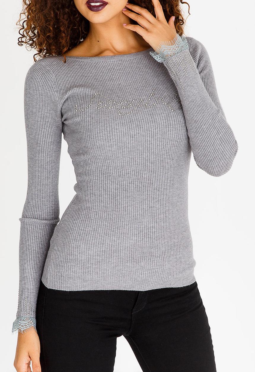 SISSY BOY - Embellishment Detail Knitwear Top Grey