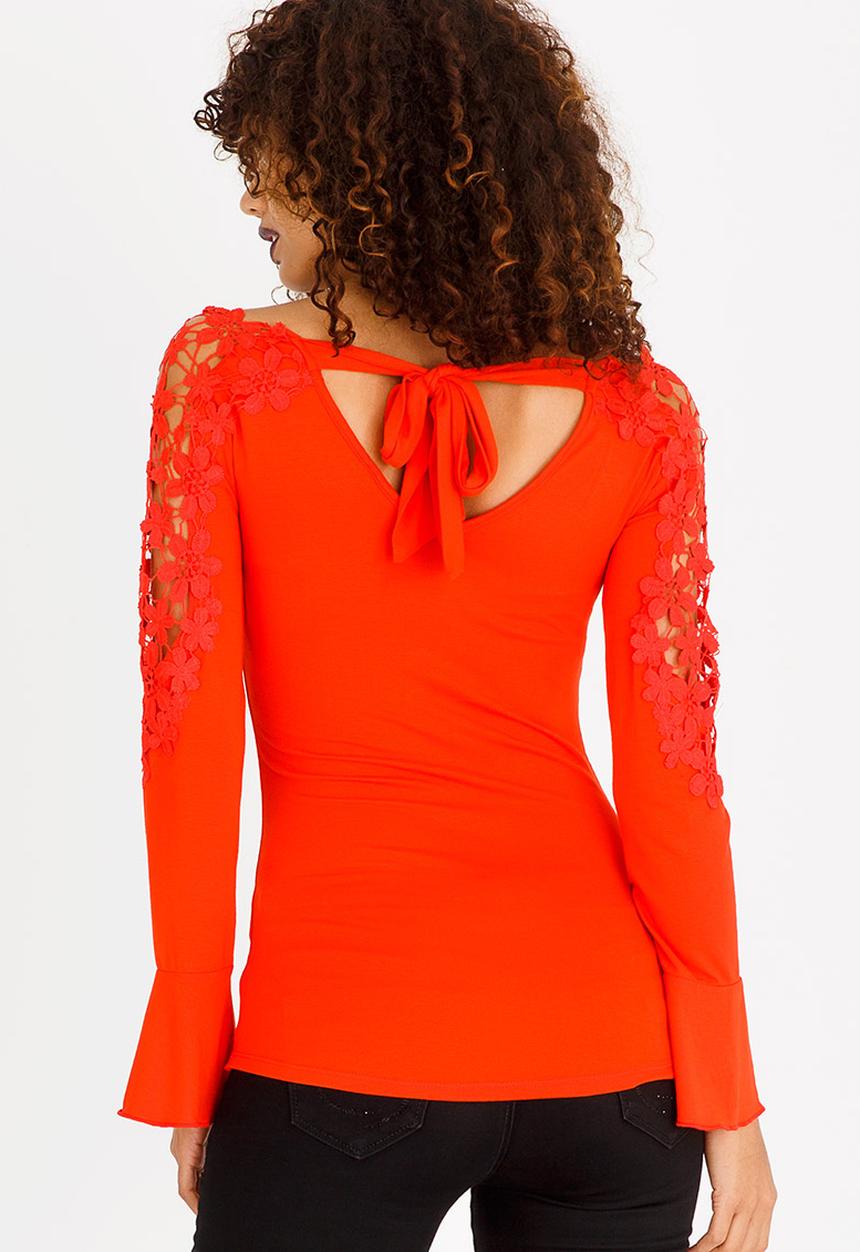 SISSY BOY - Flare Sleeve Detail Top Orange