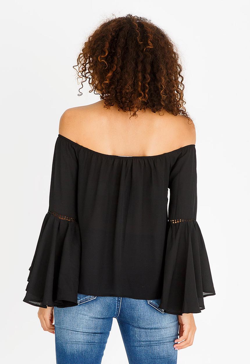 SISSY BOY - Bardot Top with Trim Detail Black