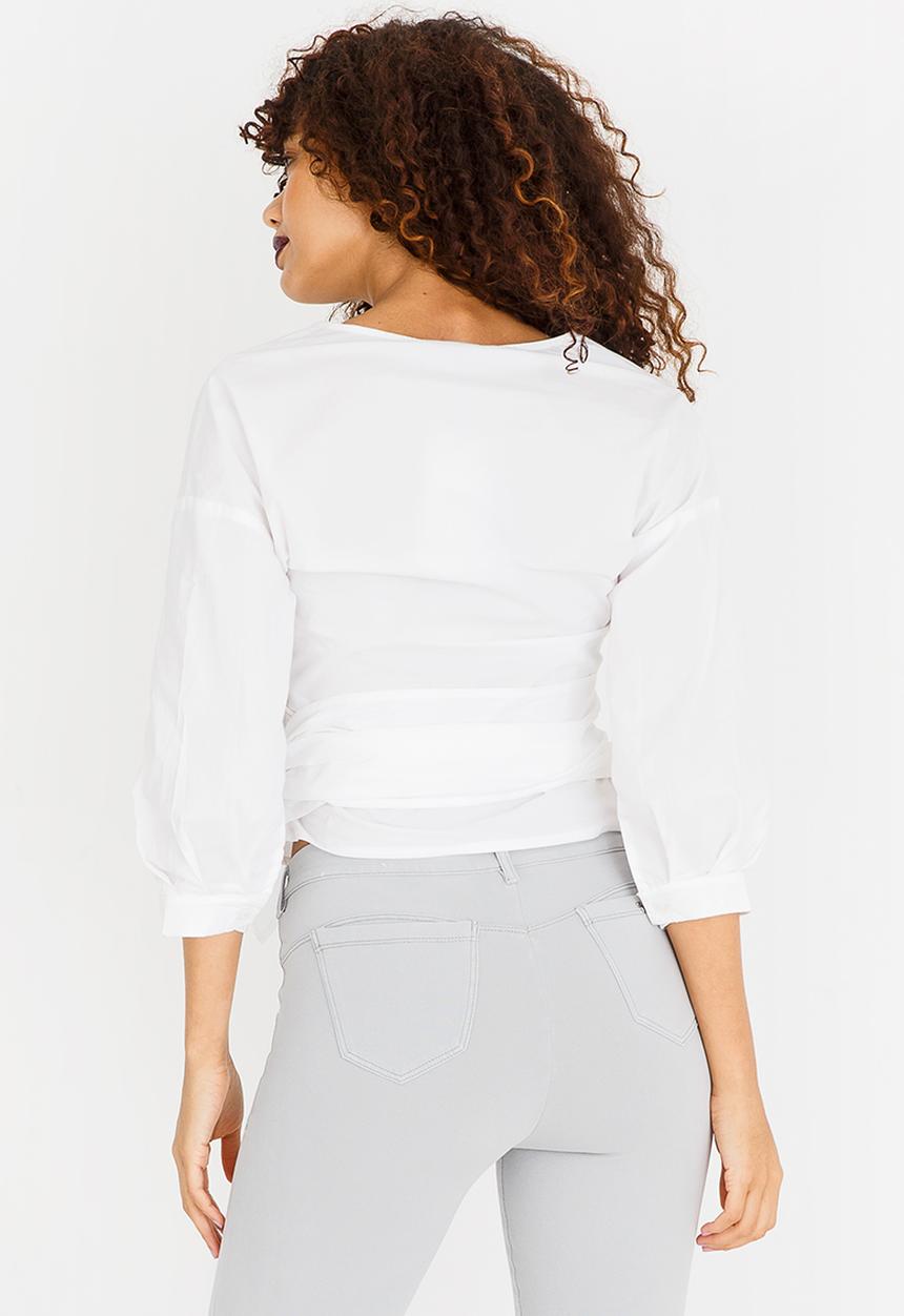 SISSY BOY - Girl Boss Wrap Blouse Off White