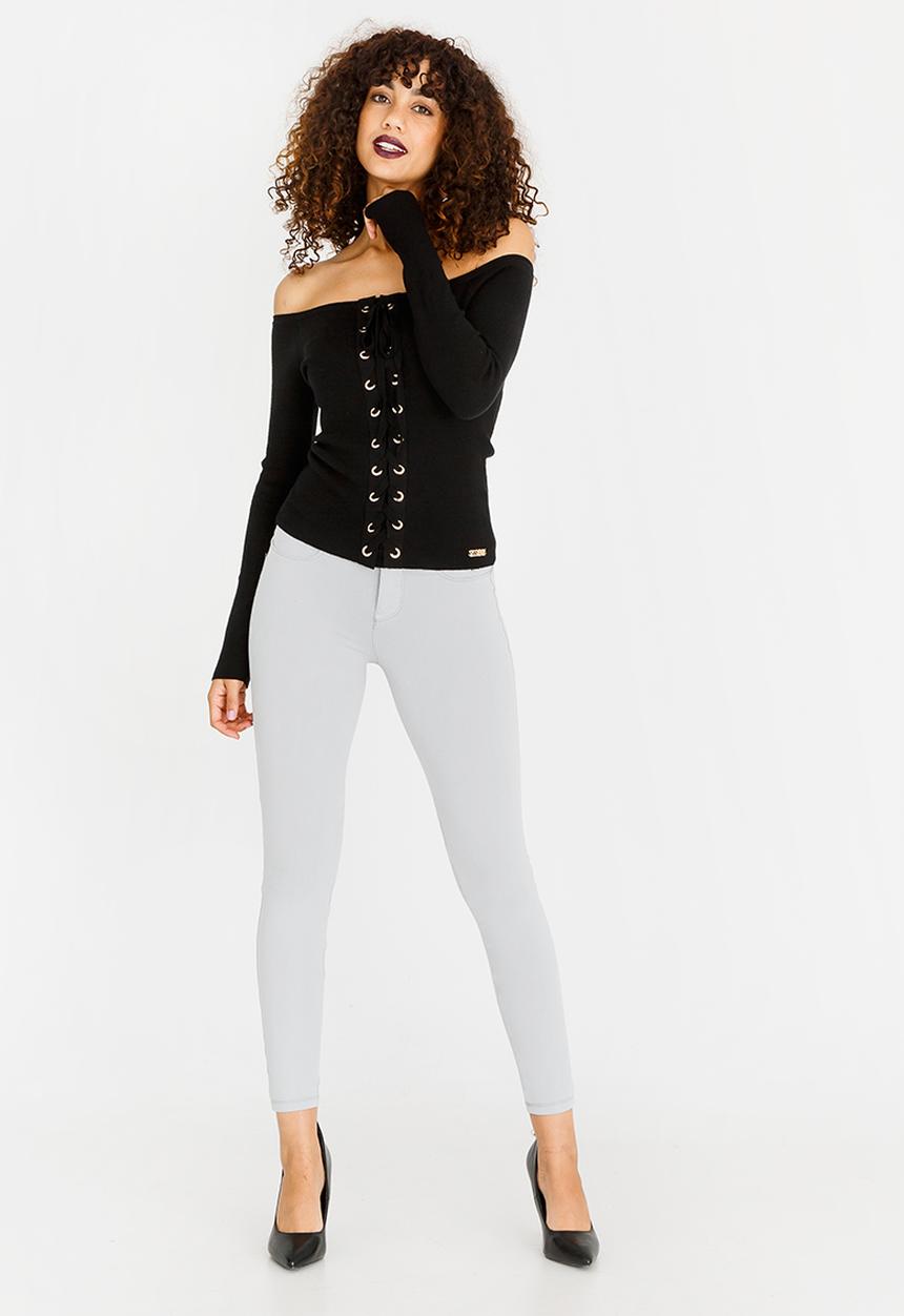 SISSY BOY - Blossom Lace-up Top Black