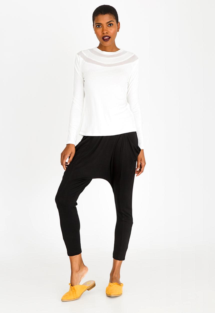 Slick - Nadia Mesh Inset Top Off White