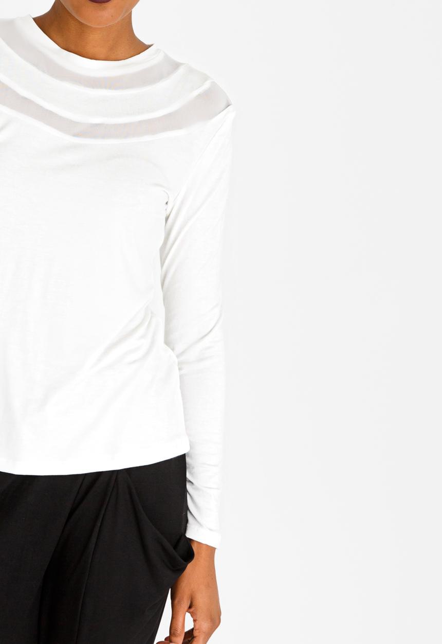 Slick - Nadia Mesh Inset Top Off White