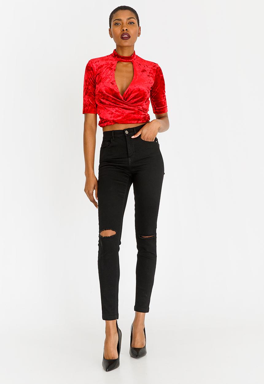 SISSY BOY - Milky Knot Detail Top Red