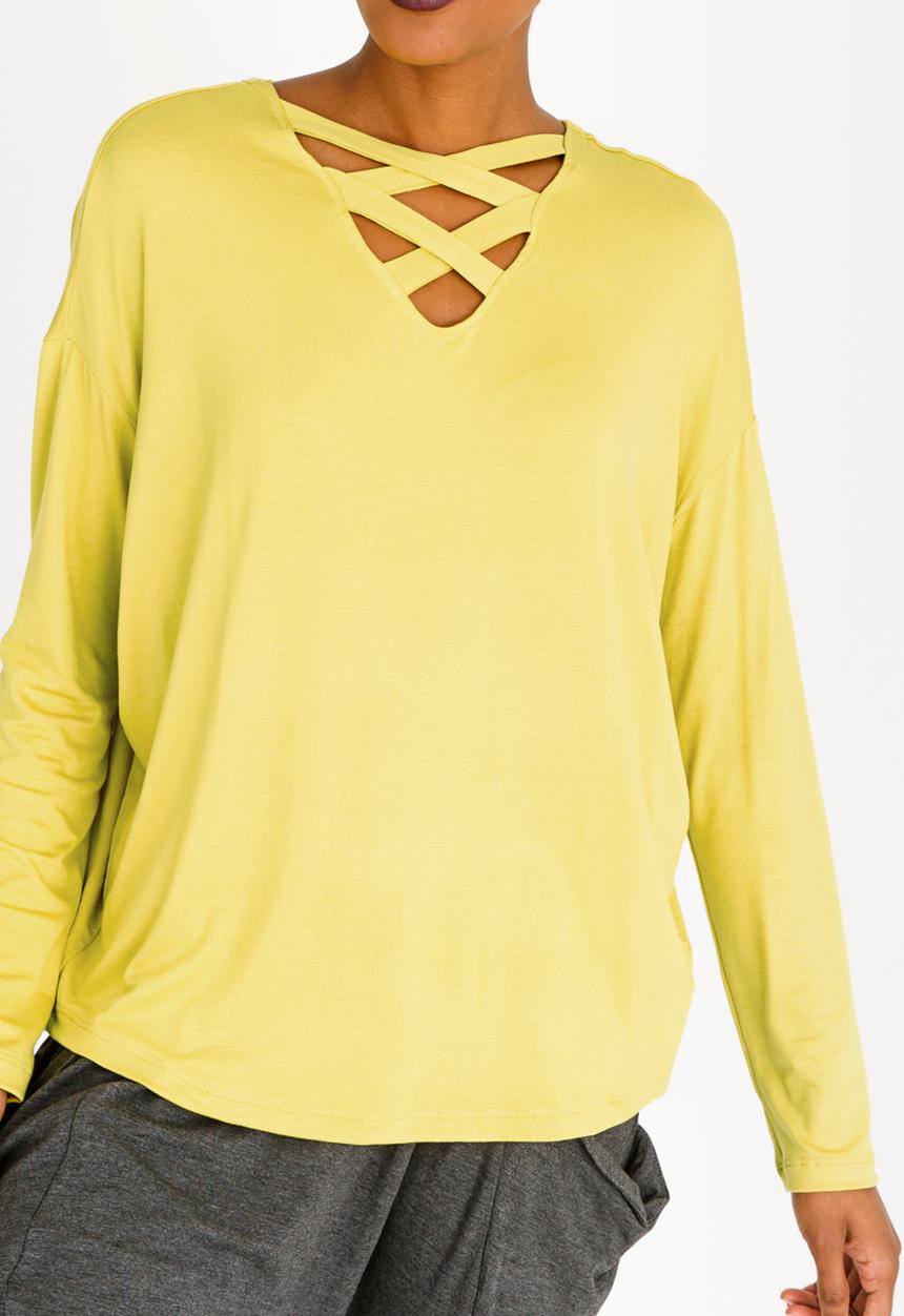 Slick - Serena Criss Cross Top Chartreuse
