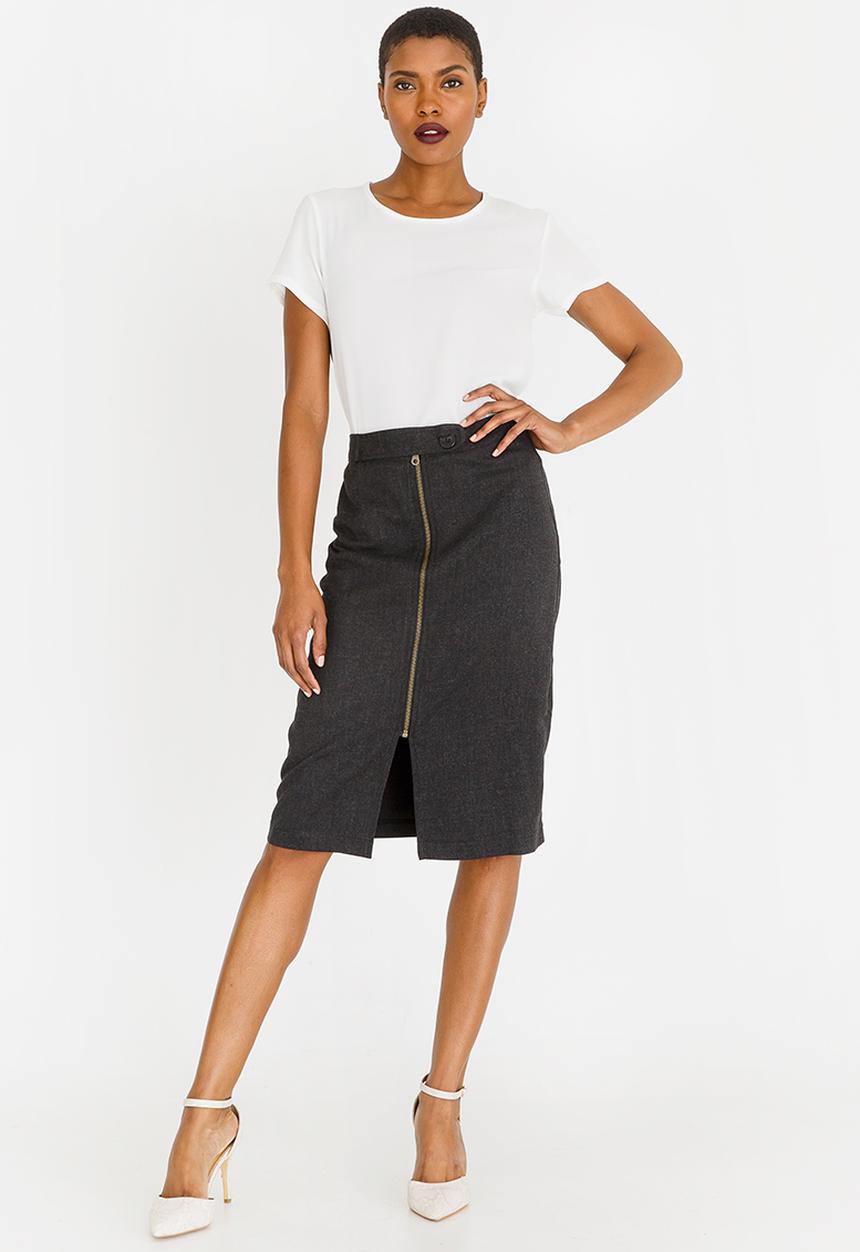 edit - Tab Detail Skirt Charcoal