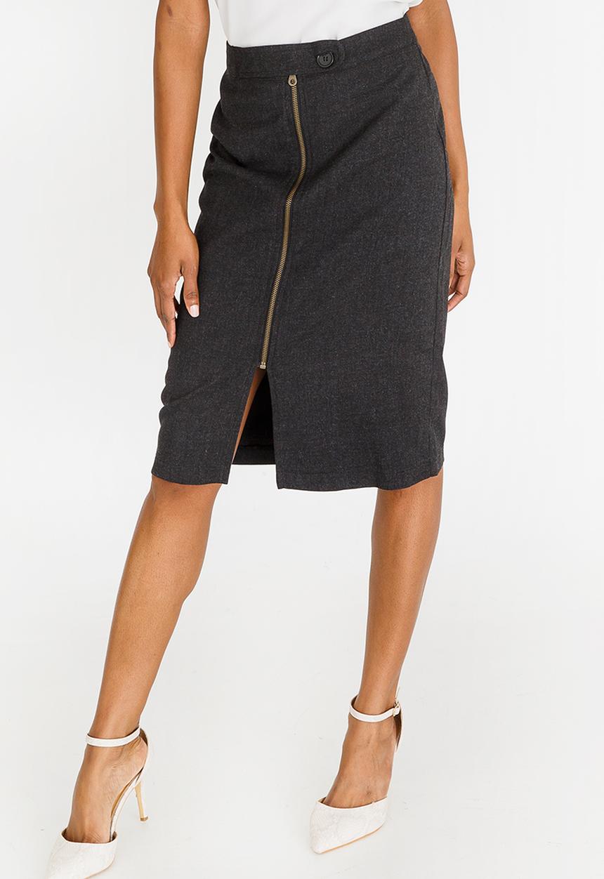 edit - Tab Detail Skirt Charcoal