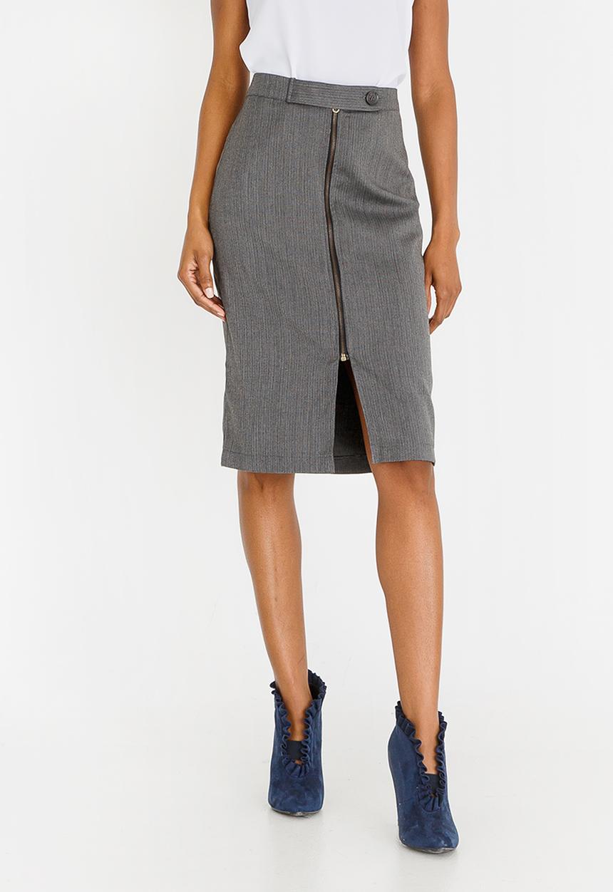 edit - Tab Detail Skirt Grey