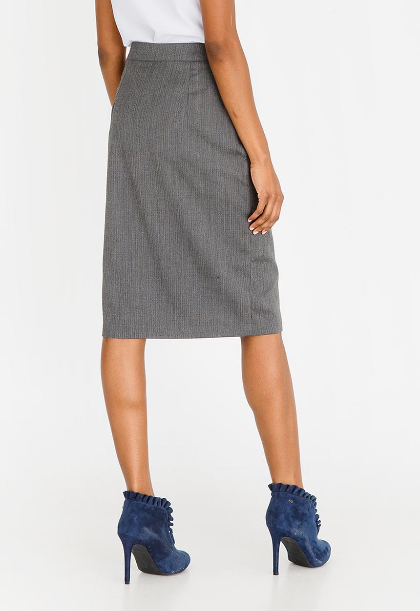 edit - Tab Detail Skirt Grey