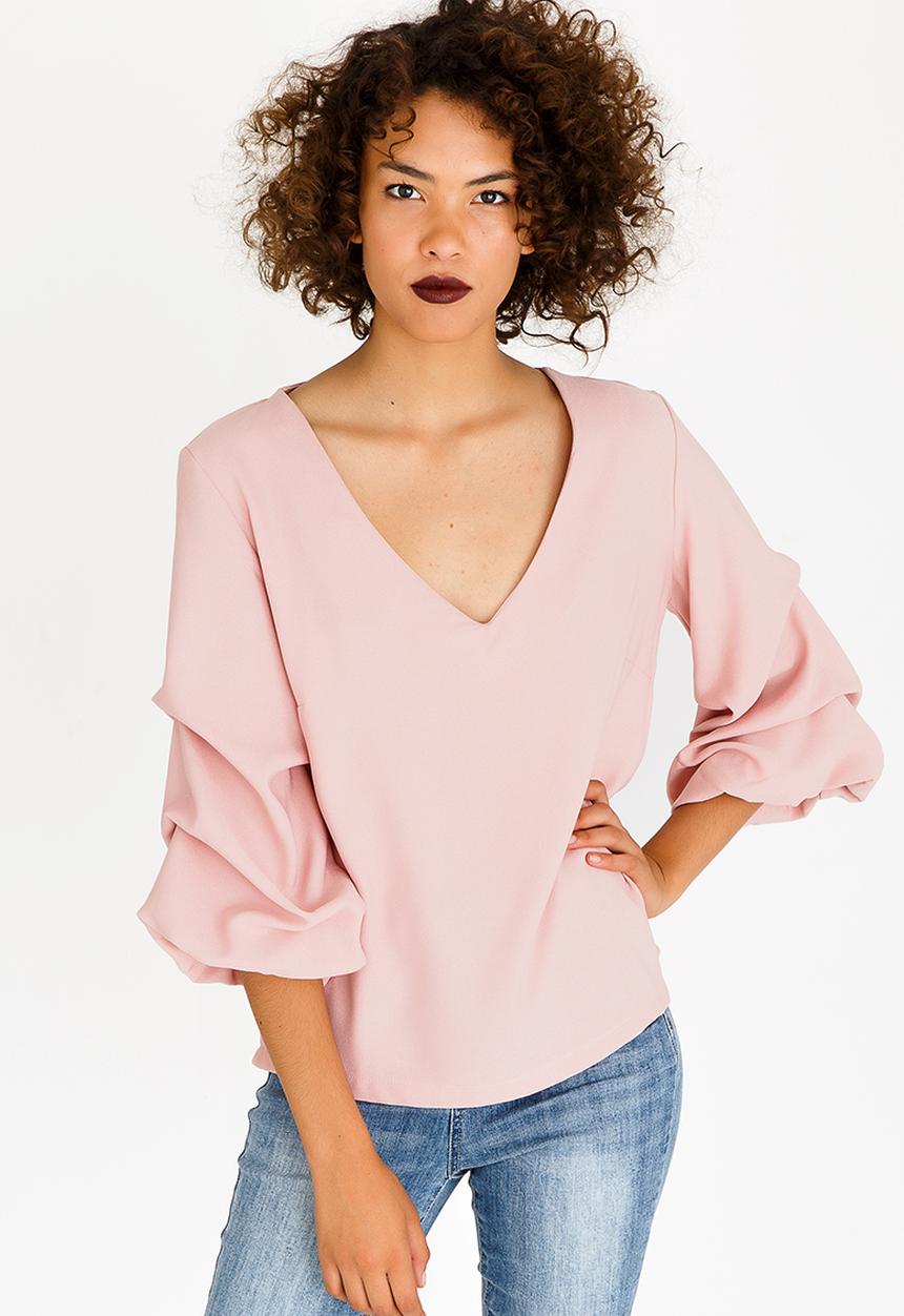 STYLE REPUBLIC - Ruched Sleeve Blouse Pale Pink