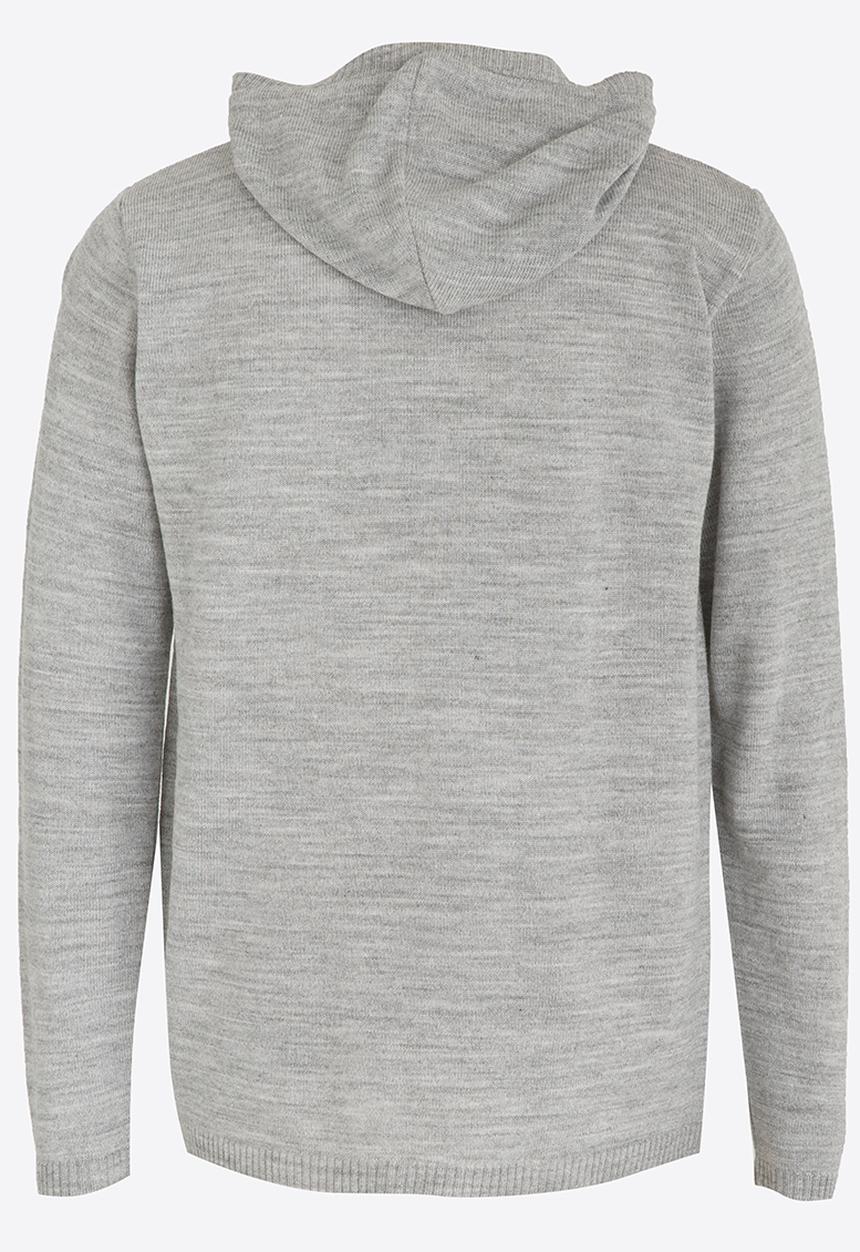 Rebel Republic - Hooded Button Up Henley Jersey Grey Melange