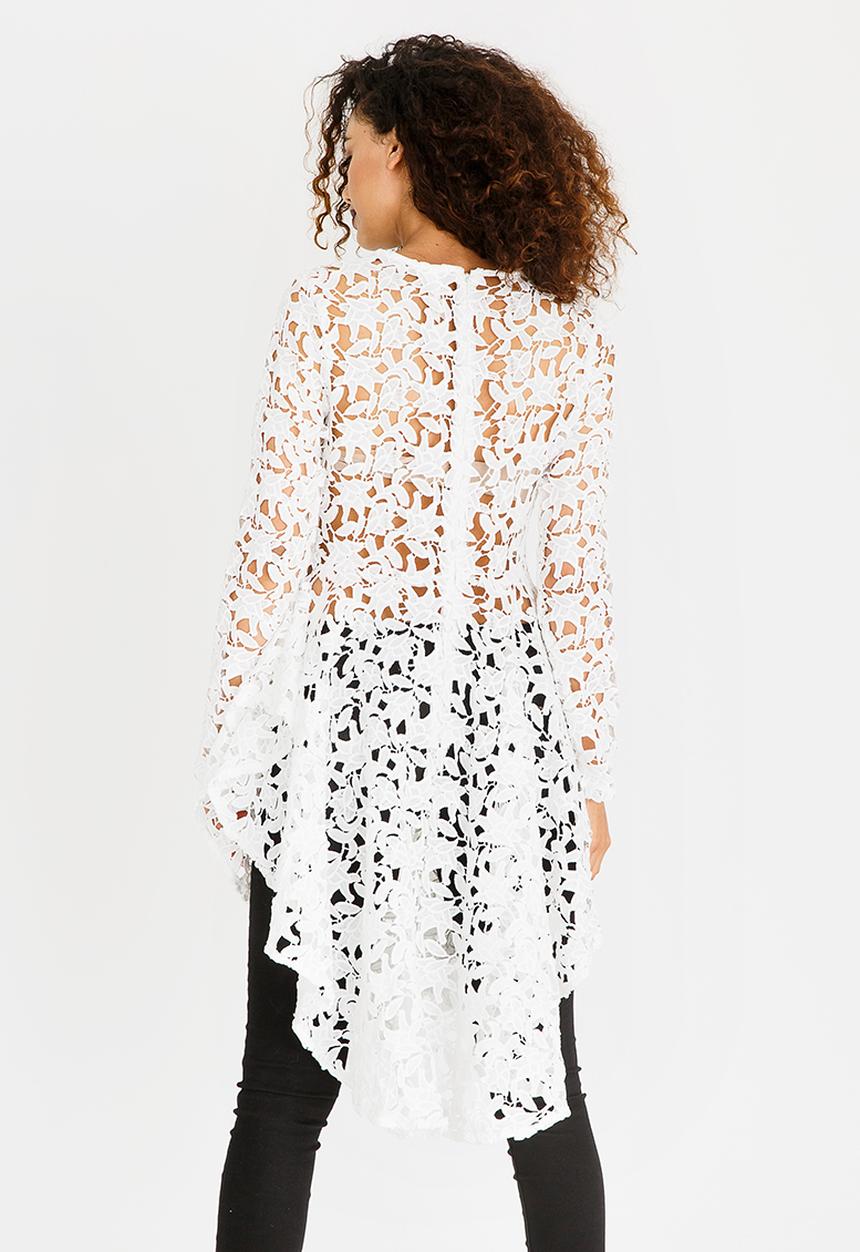 Revenge - Lace Tunic with Ruffle Skirt White