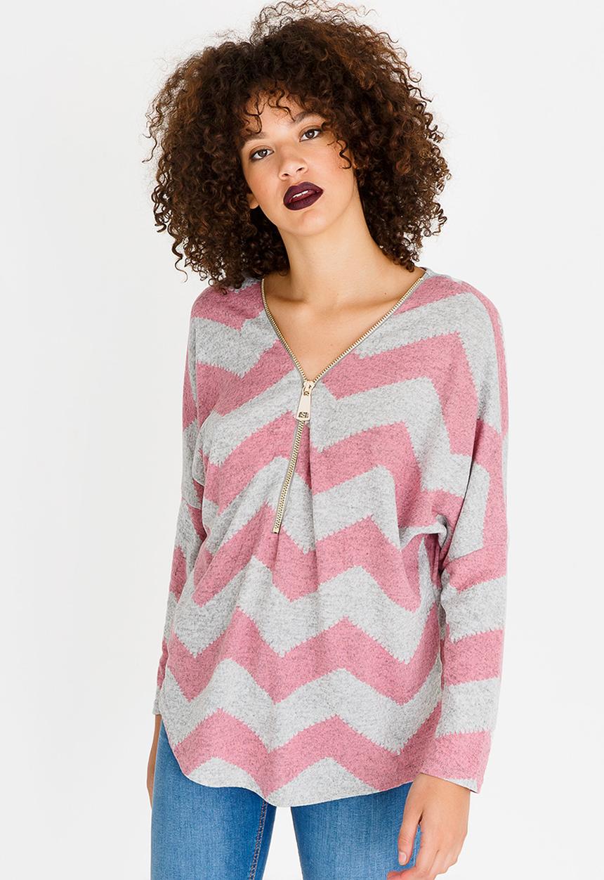 Revenge - Zig Zag Detail Top Mid Pink