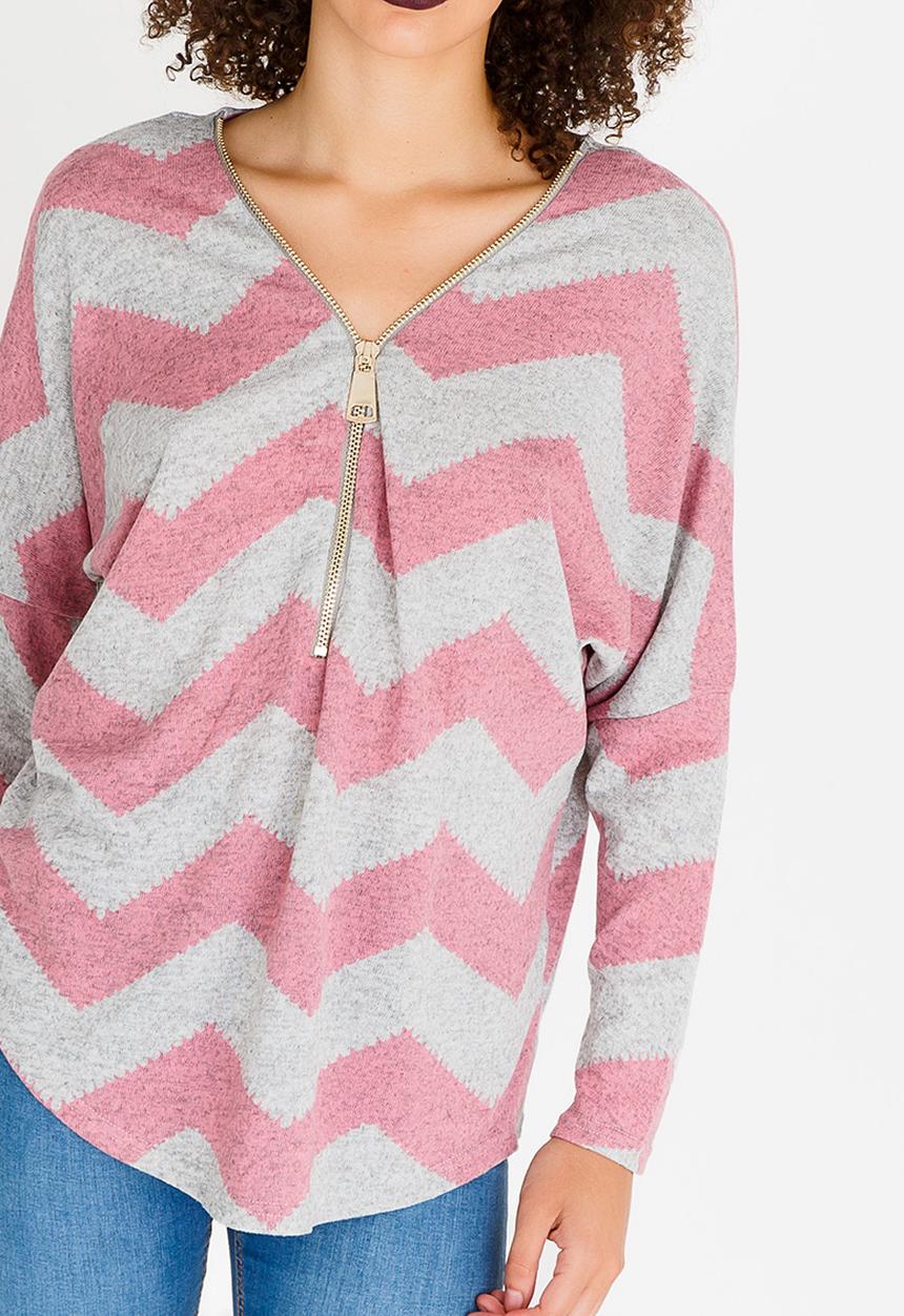 Revenge - Zig Zag Detail Top Mid Pink