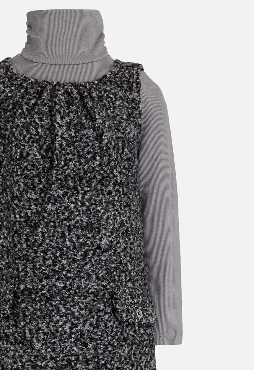 MINOTI - 2 Piece Wool Dress & Polo Neck Top Set Dark Grey
