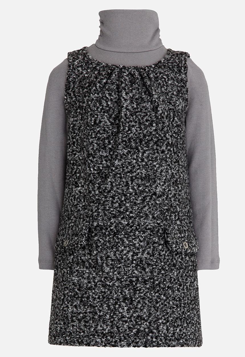MINOTI - 2 Piece Wool Dress & Polo Neck Top Set Dark Grey