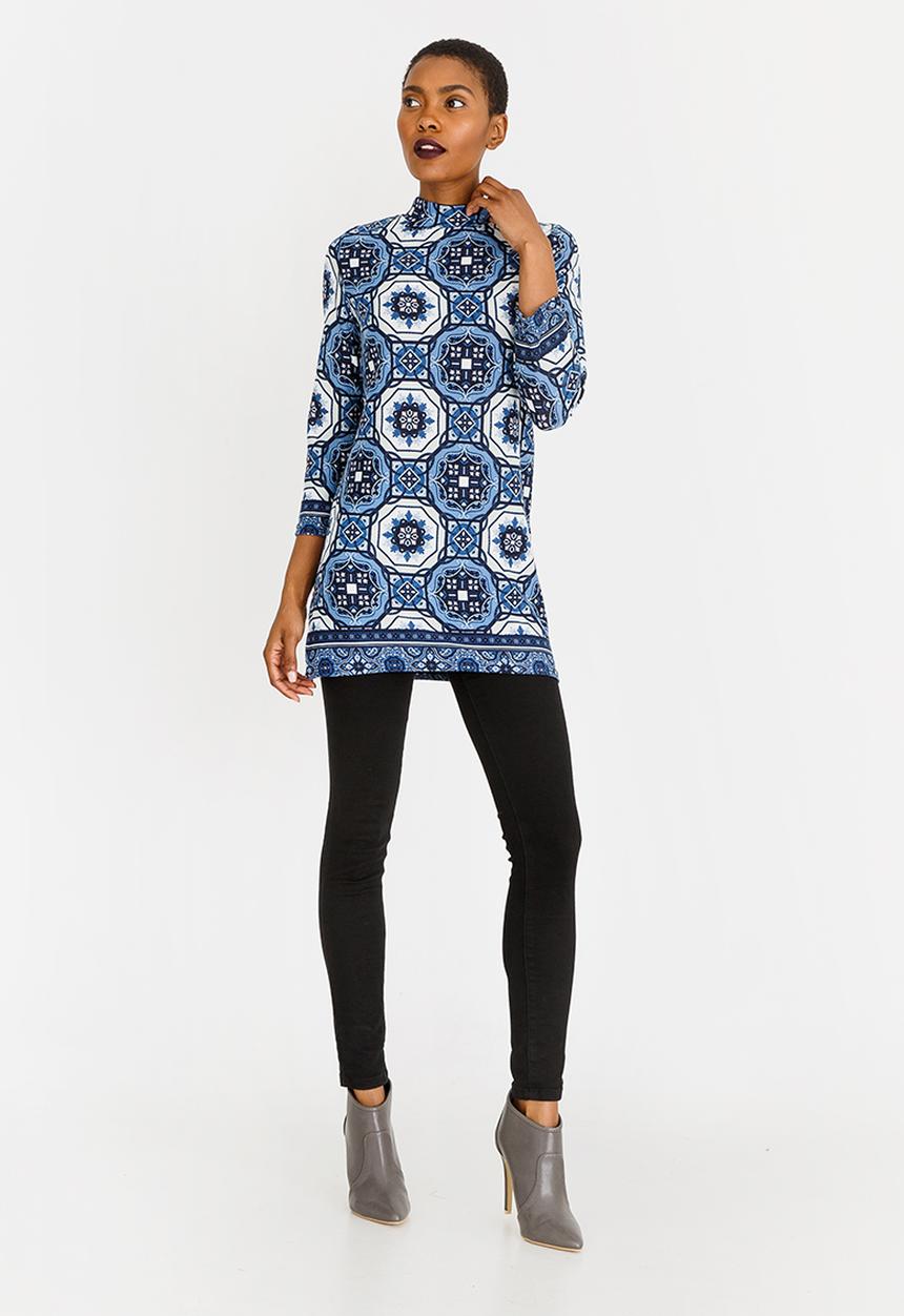 edit - 3/4 Sleeve Tunic Blue