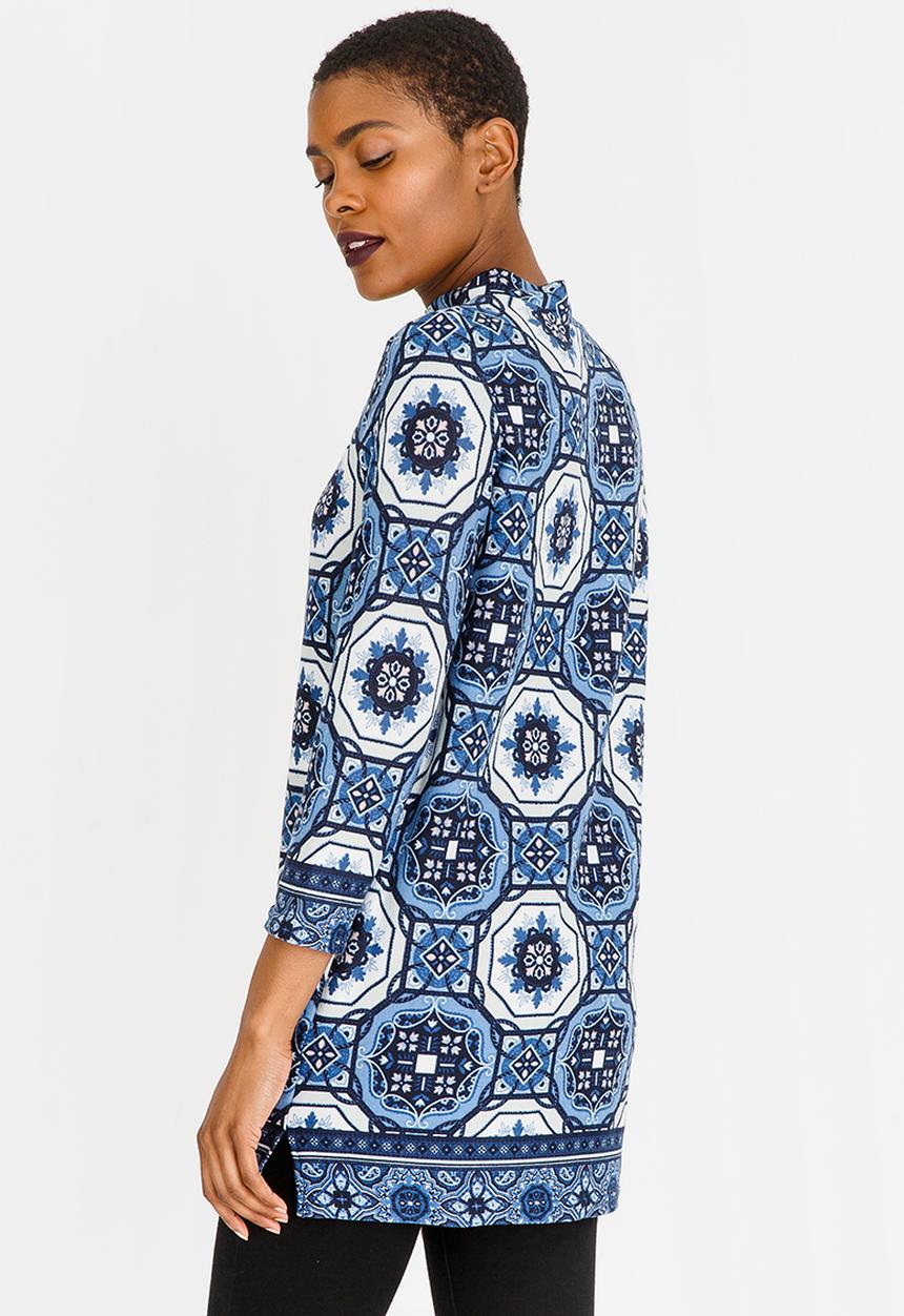 edit - 3/4 Sleeve Tunic Blue