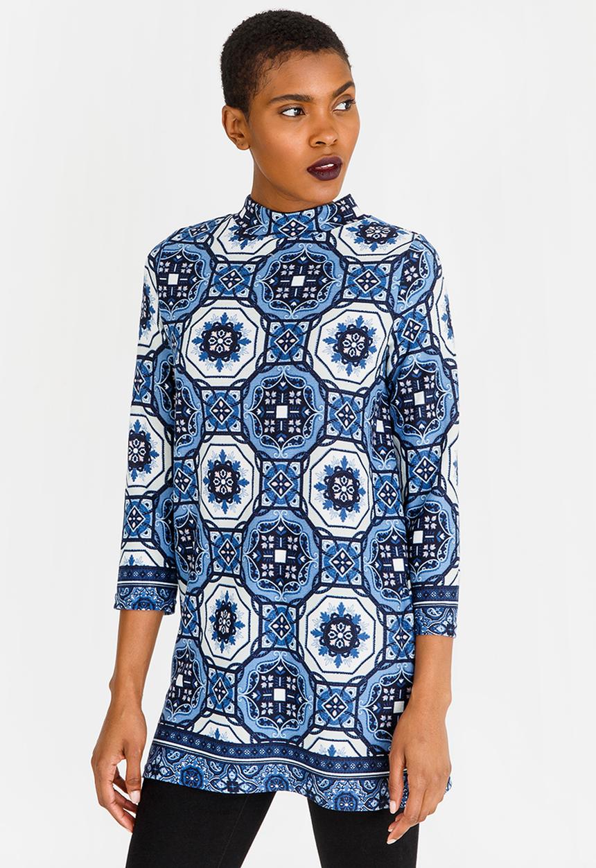 edit - 3/4 Sleeve Tunic Blue