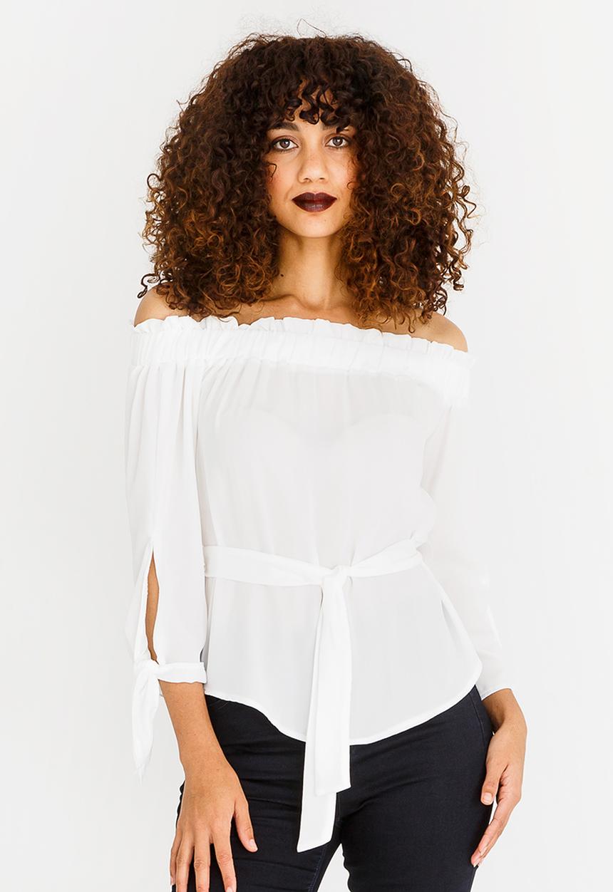 SISSY BOY - Girl Boss Bardot Top Off White