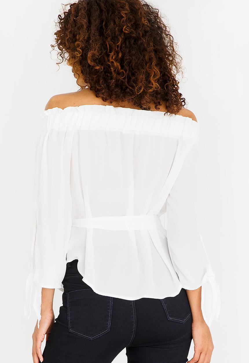 SISSY BOY - Girl Boss Bardot Top Off White